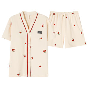 Bộ đồ ngủ MiiOW cho nữ làm bằng cotton nguyên chất dáng ngắn tay có đệm ngực