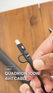 Hippo Elite Quadrion Kabel Data USB 4 IN 1 PD 100W Type C Lightning USB A CABLE Fast Charging