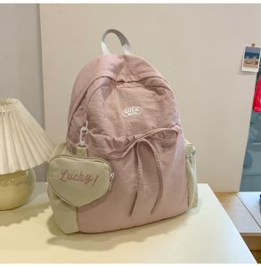 Nylon Material Han Fengmei Bag Large Capacity Lightweight Double Shoulder Backpack for Teenagers Ideal for Campus and Travel