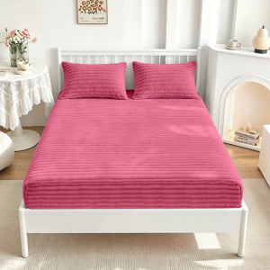 Rabbit Fleece Fitted Bedsheet Cadar Queen Single Bed Sheet Queen Sarung Bantal Mattress Protector 床单