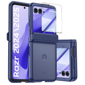 For Moto Razr 2026/2025/2024 Casewith Hinge & Screen ProtectorMilitary-Grade Drop Protection Cover Phone Case-Black
