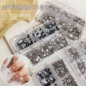 High Performance Price Square Nail Drill Flat Bottom Versatile Nail Decorations Small round Water Diamonds Popular Online