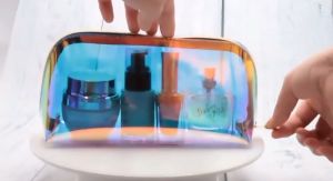 [5 SIZES] Holographic Makeup Beauty Pouch Portable Organizer Clear Travel Waterproof Cosmetic Bag with Zipper