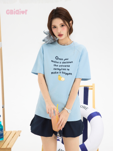 Gbiaior | American Loose Letter Print Casual Tshirt