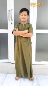 Dejubah - Jubah Santai Anak Laki Laki Lengan Pendek Kerah Oblong