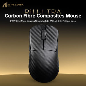 ATTACK SHARK | ATTACK SHARK R11 ULTRA 8KHz Wireless Gaming Mouse 42000 DPI PAW3950MAX Carbon Fiber Tri-Mode Wireless for PC Laptop