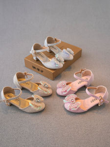 Princess Style Girls Sandals Summer New Soft Bottom High Heel Clog Shoes Bright Thread Element Children Footwear for Girls