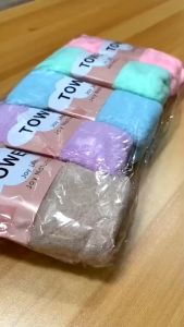 ผ้าขนหนูขนเป็ด 30x57 ซม. สีพื้นหลัง ผ้าเช็ดผมขนาด ขอบหยัก ดูดซับความชื้นได้ดี