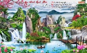 Tranh lụa 3D sơn thủy hữu tình