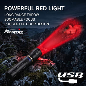 Alonefire | Alonefire Zoom High Power Red Blue Green White Light Flashlight Rechargeable Torch Outdoor Camping Hiking Hunting Fishing Lamp