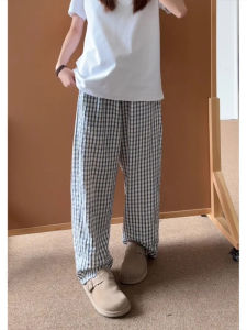 Quần Dài Ống Đứng Phong Cách Hàn Quốc Rộng Rãi Thoáng Khí Nhanh Khô Mùa Hè Quần Dài Kẻ Caro Quần Dài Nam