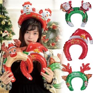 1PC Băng đô giáng sinh màng nhôm thổi phồng bóng bay Santa Claus Snowman Bờm hươu bóng đồ trang trí tiệc giáng sinh