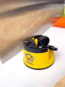 Knife Sharpener Suction Cup Knife Sharpener Mini Cute Duck Creative Kitchen Utensil Pengasah Pisau Genggam 小黄鸭磨刀器