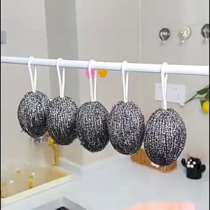 Hanging Stainless Steel Wire Ball Brush Scourer Kitchen for Cleaning Washing Pot Dishes
