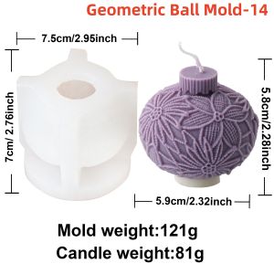 Geometric Ball Candle Silicone Mold 3D Embossed Round Ball Candle Aromatherapy Plaster Mold DIY Christmas Ball Mold Home Decor