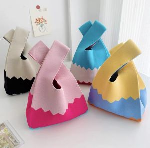 Universal Knitted Handbag Small Crossbody Bag for Women Spring Autumn New Style Handheld Vest Bag Tote Bag Polyester Material