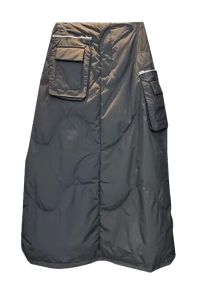 High Waist A-Line Mini Skirt for Women Winter Cotton Pocket Black Skirt Durable Cotton down Jacket Mid-Length Commute Style
