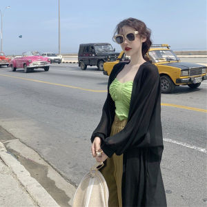 chaqi | Ice Silk UV Protection Clothing Womens Summer New Outerwear Thin Medium Length Sunscreen Coat Casual Style Long Sleeve Loose Fit