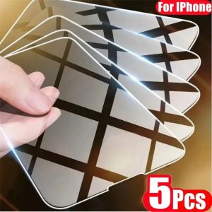 5pcs HD Full Coverage Tempered Glass Screen Protector for iPhone 17 16 15 14 13 12 11 Pro Max 17 Air 16e 14 15 16 Plus Glass