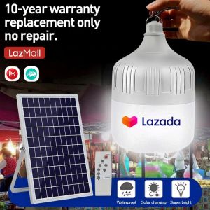 【Best Seller】Buy 1 Take 1 Solar Lights Outdoor Waterproof Solar Light Bulb Outdoor Waterproof Portable Rechargeable Solar Lights with Solar Panel For Outdoor Lighting Fishing Camping Lamp Lights Christmas decorative lights
