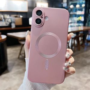 for Magsafe Matte Soft Silicone Case for iPhone 16 15 14 13 17 Pro Max Air Plus 12 11 Xr Magnetic Solid Color Shockproof Cover