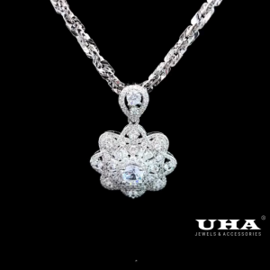 M1751 Mặt và dây chuyền nữ đính đá CZ sáng lấp lánh UHA