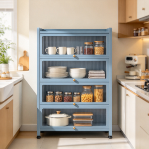 TABLETROVE Metal Storage Cabinet with Doors and Pegboard Dustproof 3-6 Tier Kitchen Living Room