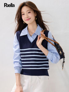 puella | Korean Style Stripe Knit Vest with Shirt