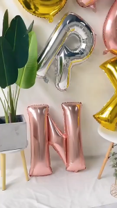 Balon foil huruf angka warna gold Polos ukuran 40cm