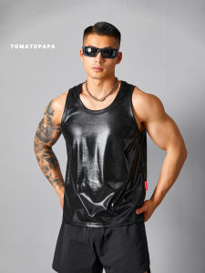 TOMATOPAPA | Summer Retro Elastic Imitation Leather Sleeveless Top