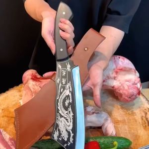 VK 3D Dragon Carved Titanium Steel Kitchen Knife - Premium Ultra Sharp Chefs Knife with Durable Handle