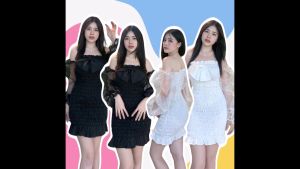 CC 20017 เดรสสั้น ปาดไหล่ เดรสออกงาน ใส่เที่ยว (ฟรีไซส์ M อก 32-36 เอว26-33 สพ34-38 ยาว25)