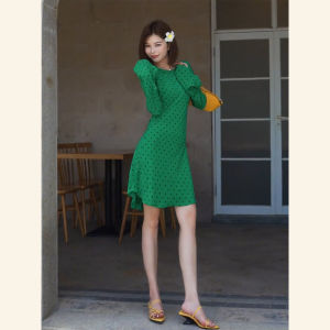 Stunning Green Dress Autumn Winter High Waist A-Line Skirt Luxury Sensation Important Occasions Beautiful Commute Korean Style
