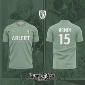 Bandai | 2026 Bandai Attack on Titan Anime ARMIN ARLERT NO.15 3D Print Football Jersey for Mens Tshirt Summer Sports Casual Tees Kids