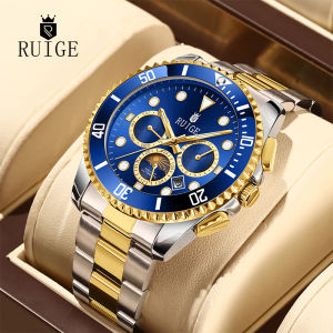 Đồng Hồ Cơ Tự Động Đa Chức Năng RUIGE Dành Cho Nam Vỏ Hợp Kim Thép Không Gỉ Dạ Quang Chống Nước