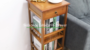 2/3 Tier Bamboo Bedside Table Flower Stand Rack with Drawer Plant Storage Shelving Unit Multifunctional