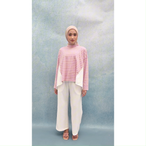HijabChic Athaya Top - Atasan Kaos Stripe Simple Daily Katun Lembut Oversize