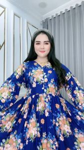 Casandra Dailan - Pakaian Wanita Dress CASADA Katun Rayon Kancing Depan Karet Belakang Ld 110 Pb 138