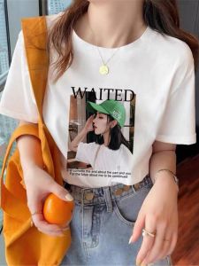 Áo Thun Tay Ngắn Màu Trắng Phong Cách Mỹ Thời Trang Mùa Hè Cho Nữ Dáng Rộng in Chữ Áo Thun Thường Ngày Mặc Đi Làm