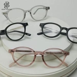 Berrybarton Kacamata Bulat Metal PC Lensa Minus Anti Radiasi Bluercromic Pria Wanita Frame Anti UV 8347