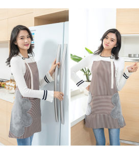 Home Kitchen Waterproof Apron Wipeable Hand Thickened Oil-Proof Apron With Large Pocket Cooking Chef Suede Apron