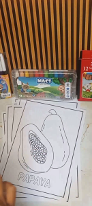 30 Lembar Kertas Mewarnai Anak A5 / Coloring / Sketsa Tema Buah & sayur