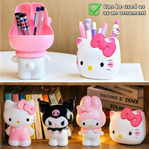 Bandai | Cute Kawaii Sanrio Characters Figure Pen Cup Hello Kitty Kuromi My Melody Desktop Storage Decor Collectible Toy Gift Office