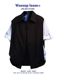 Double Layered Ice Silk Short Sleeve Shirt for Men Summer Stylish and Cool Black