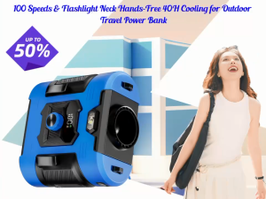 Clip On Waist Fan Portable 8000mAh Belt Fan 100-Speed Hands-Free Cooling 16000RPM Neck Fan with Flashlight Power Bank