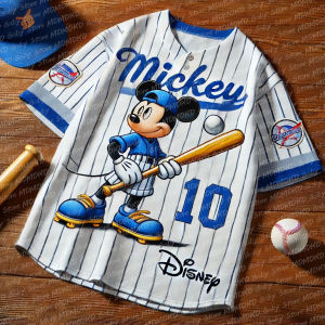 New Arrivals Disney Mickey Mouse Print Baseball Jerseys Summer Childrens Short Sleeve Tshirts Top Casual Team Training Uniform