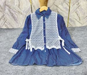 ALANA BLOUSE SALUR KOMBINASI BRUKAT MOTIF STRIPE KEMEJA TANGAN PANJANG