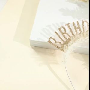 Sparkling “Birthday Girl” Headband Sequins Tulle Veil Hair Band Sweet Birthday Hair Hoop For Girls Women Party Hair Accessories