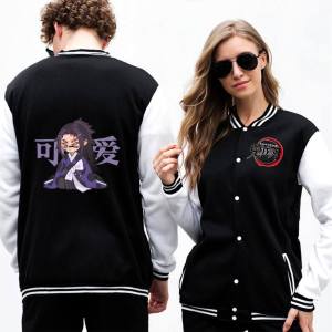Bandai | Japanese Anime Character Purple Haired Girl Baseball Jacket with Traditional Costume Back Print and Round Emblem for Manga