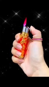 HỘP QUẸT - BẬT LỬA GA KHÒ TRỤ RỒNG KHẮC NỔI ĐÈN LED ĐỘC LẠ